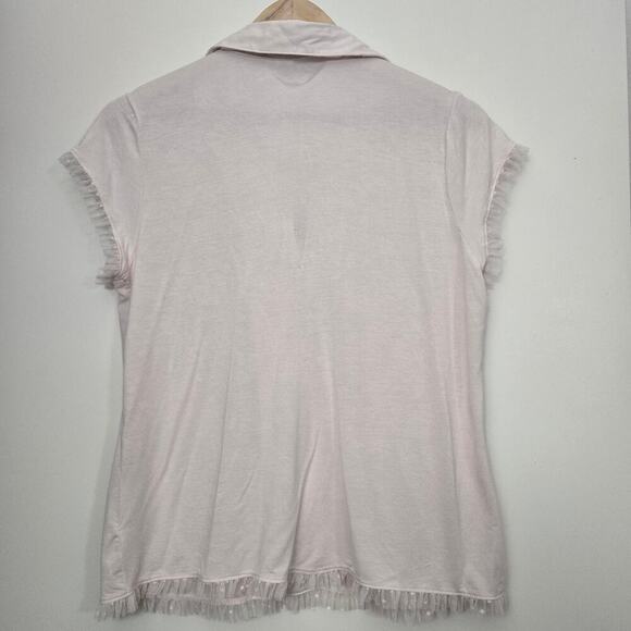 Eberjey Ruthie Short Sleeve Ruffle Pajama Top Size S Cream Modal Soft Cozy - Picture 8 of 8